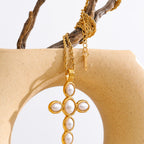 collier en plaqué or croix religieuse femme chaine torsadé élégant 
